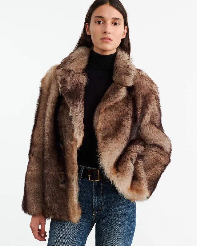 CAPUCINE SHEARLING JACKET Zippered Jacket Buttoned Jacket Snapped Jacket