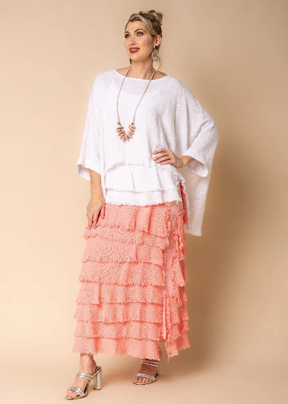 Julie Linen Skirt in Coral Crush velvet skirt rich