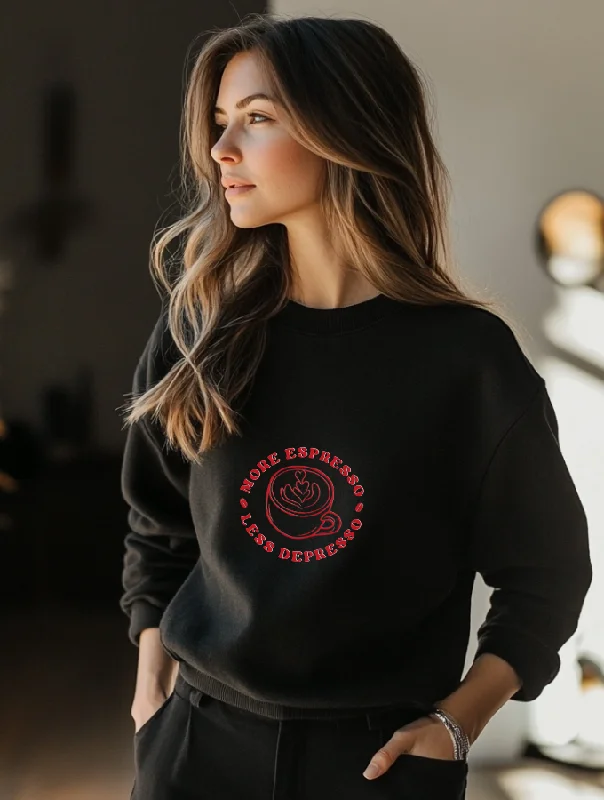 ESPRESSO VIBES SWEATER - BLACK Notch Collar Peter Pan Collar Cowl Neck