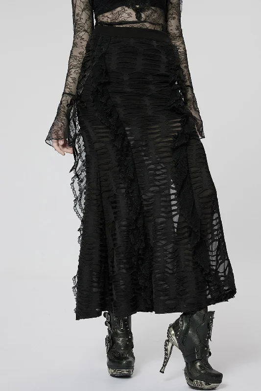 Mortician Maxi Slit Skirt silk skirt sleek