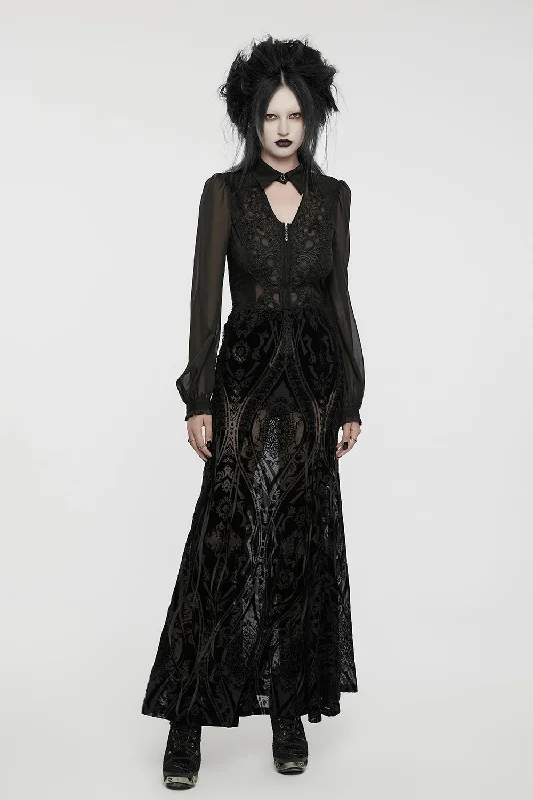 Trad Goth Maxi Mesh Skirt denim skirt fashionable