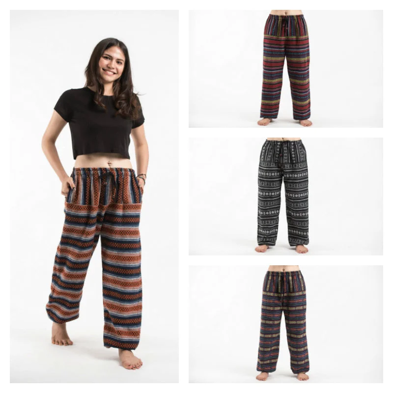 Assorted Set of 5 Hill Tribe Cotton Unisex Pants Slim Fit Casual Pants