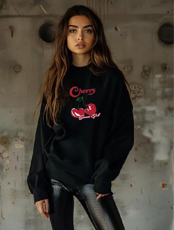CHERRY BOMB SWEATER - BLACK Thin Thick Dense