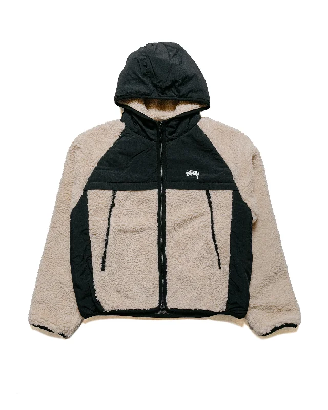 Stüssy Sherpa Paneled Hooded Jacket Beige Jersey Jacket Tulle Jacket Batik Jacket