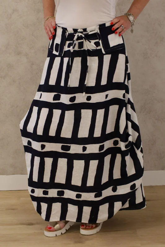 Sunday Linen Skirt in Navy slim fit skirt