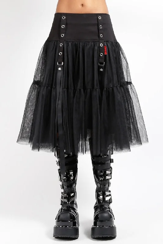 Tripp NYC Tutu Ribbon Tulle Skirt [Black/Black] maxi skirt elegant