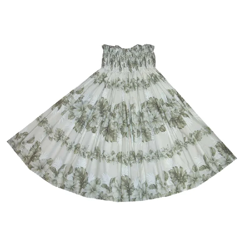 Grey Hibiscus Cotton White Hula Skirt Made in Hawaii cashmere skirt plush