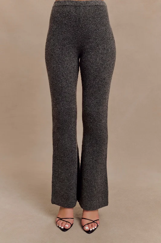 Shyann Straight Leg Knit Pant - Charcoal Marle Elegant Silk Pants