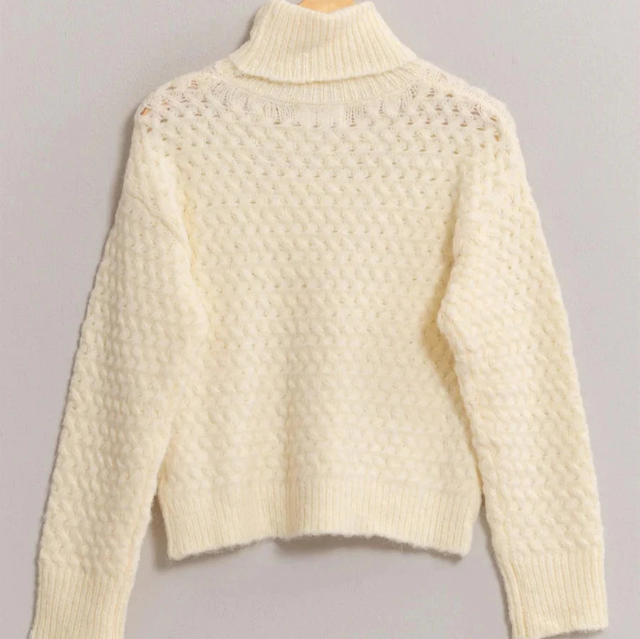 Get Your Day Started Sweater Cable Knit Ribbed Knit Lace Knit