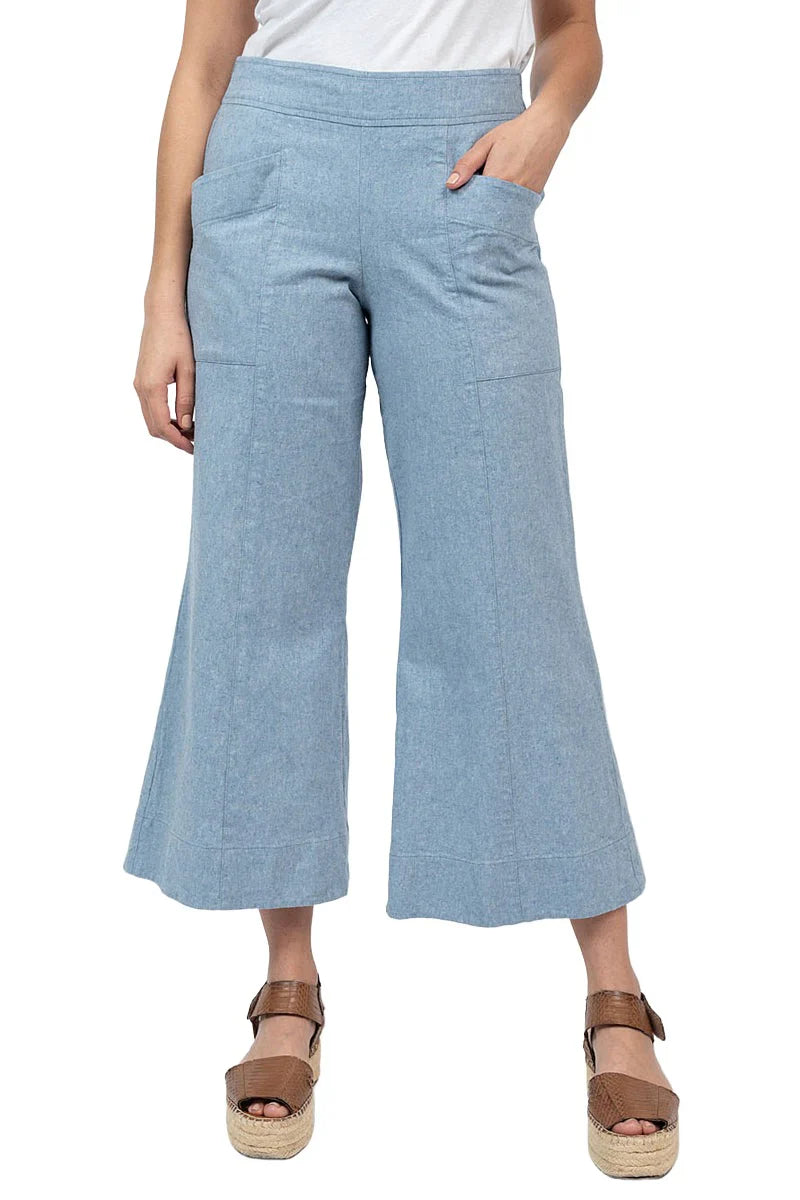 Linen Slouch Pant in Blue Denim Modern Skinny Pants