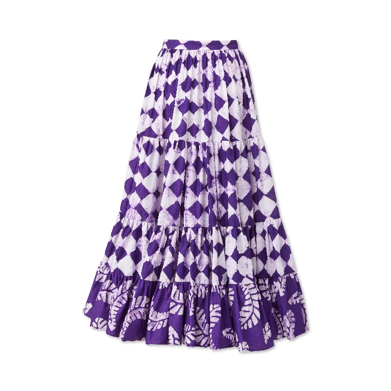 Cotton Button Front Tiered Skirt ruffled skirt detail