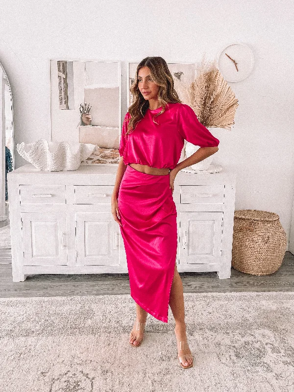 Krissa Skirt - Hot Pink chiffon skirt delicate