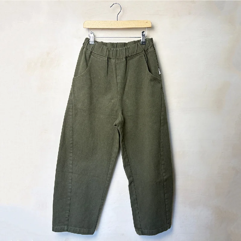 Arc Pants in Olive Canvas by Le Bon Shoppe Modern Stretch Trousers