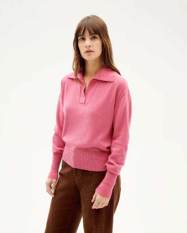 Sheena Wool Sweater Pink Silk Blend Satin Velvet