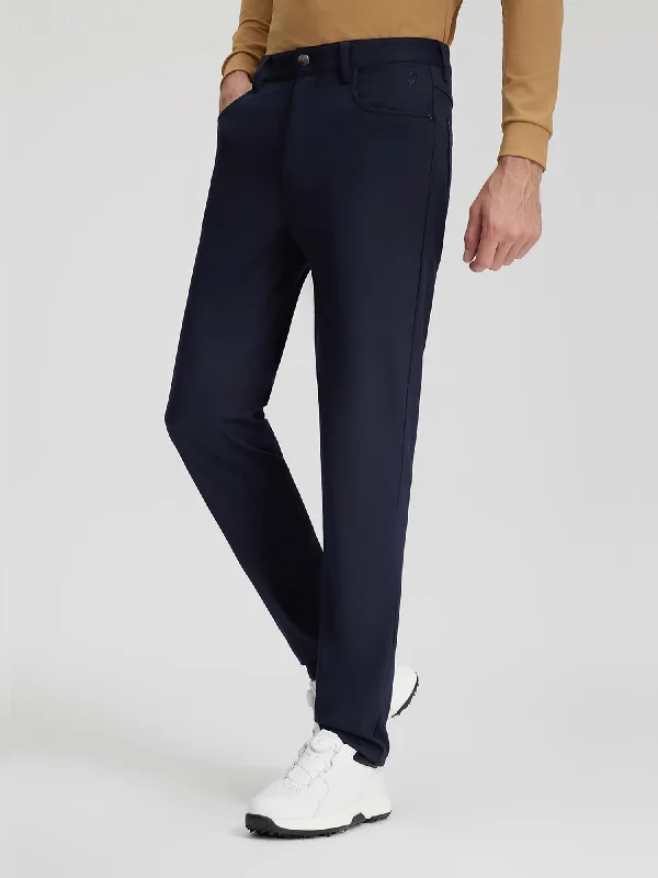 Navy 5-Pocket Stretch Casual Pants Classic Chino Pants