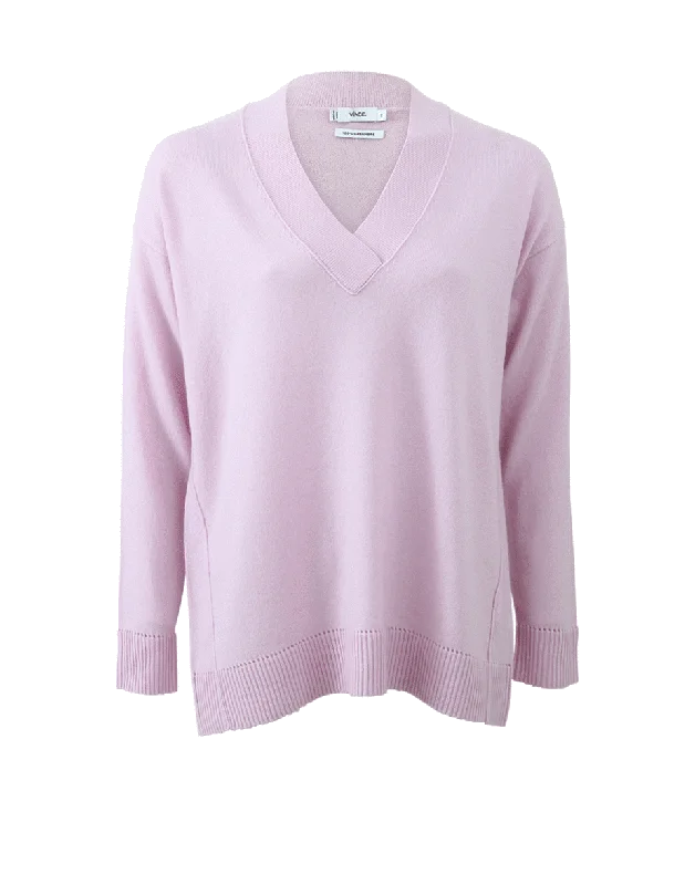 Pointelle Trim Sweater Real Fur Shearling Chenille