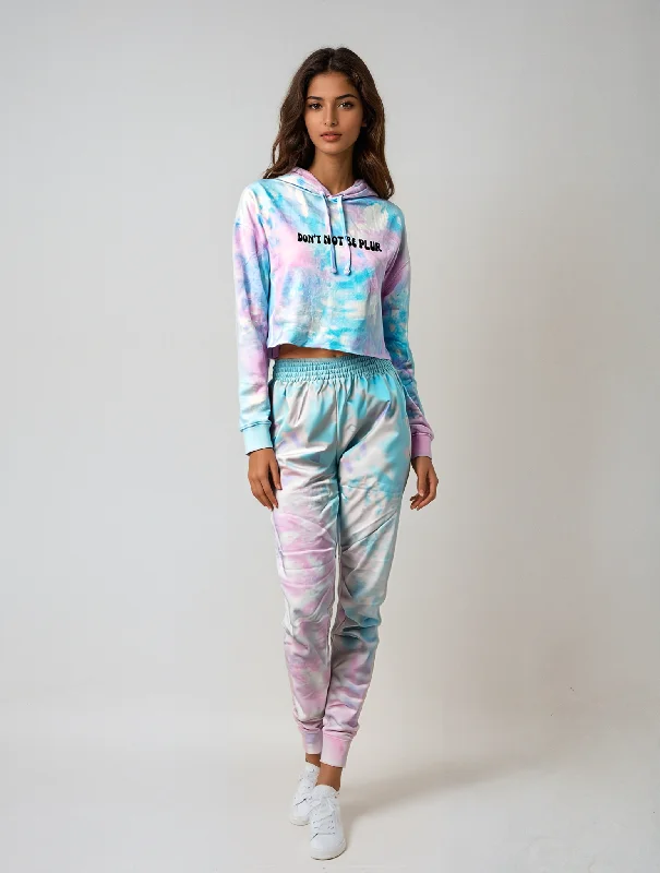 Don't Not Be PLUR Embroidered Cotton Candy Tie Dye Pants Casual Yoga Pants