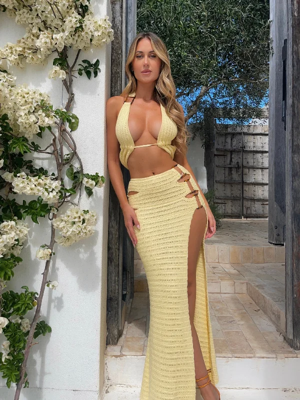 CELESTE MAXI SKIRT LEMON corduroy skirt durable