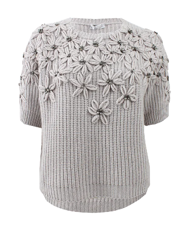 Swarovski Crystals Drop Shoulder Sweater Sweater Knitwear Pullover
