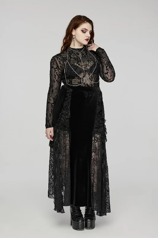 Nightfall Vampire Velvet Skirt [Plus Size] leather skirt modern