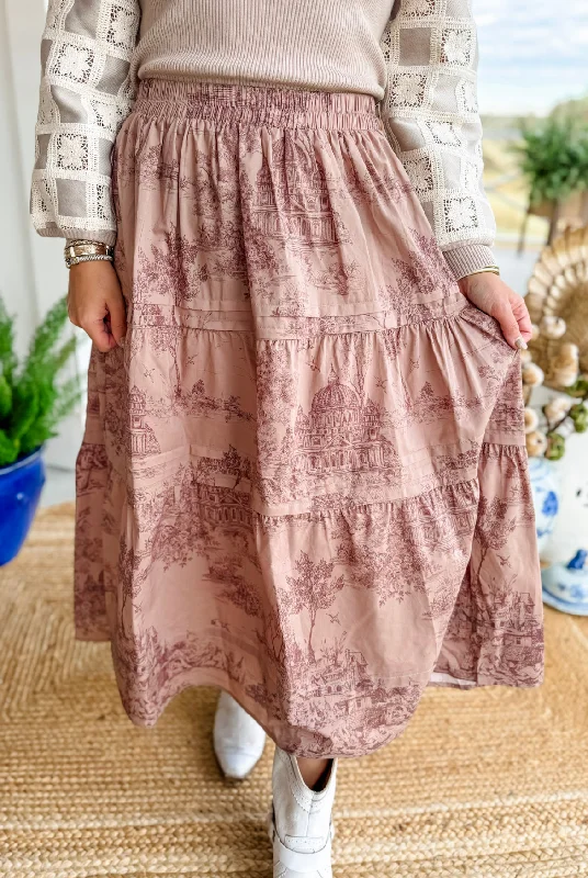 All I Need Toile Maxi Skirt velvet skirt luxury
