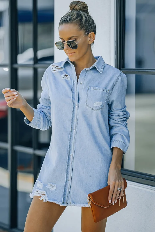 Nothing Is Better Distressed Snap Down Denim Jacket Trench Coat Raincoat Waterproof Jacket Nothing Is Better Distressed Snap Down Denim Jacket Trench Coat Raincoat Waterproof Jacket