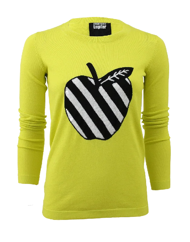 Emma Sequin Apple Sweater Fitted Loose Oversized