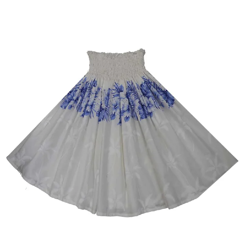 Vintage Hibiscus Cotton White Blue Hula Skirt Made in Hawaii velvet skirt luxurious
