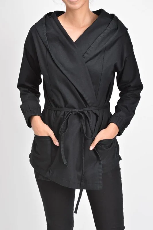 Women's Twill Hoodie Jacket Zip Front Button Front Snap Front