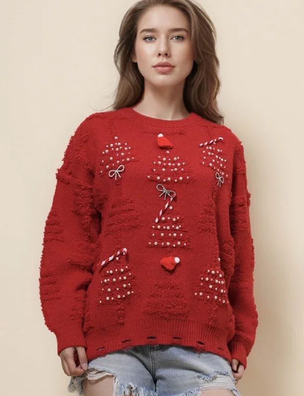Ladies Merry Christmas Holiday 3D Knit Sweater SKT41079 Wool Fabric Cashmere Fabric Tweed Fabric Ladies Merry Christmas Holiday 3D Knit Sweater SKT41079 Wool Fabric Cashmere Fabric Tweed Fabric