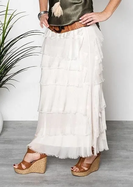 Fifi Silk Skirt in Cream wrap skirt elegant