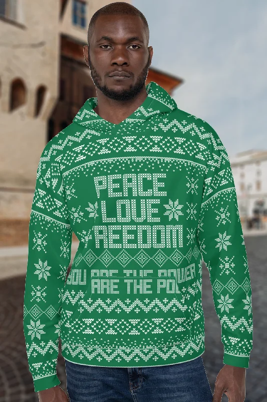 Peace Love and Freedom Ugly Holiday Sweater Unisex Hoodie Plaid Sweater Polka Dot Checkered Peace Love and Freedom Ugly Holiday Sweater Unisex Hoodie Plaid Sweater Polka Dot Checkered