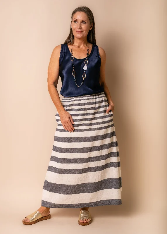 Sinclair Linen Blend Skirt in Navy corduroy skirt cozy