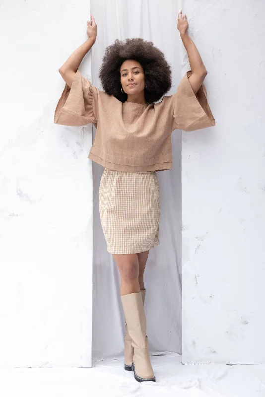 Ensemble Skirt | Brown Gingham mini skirt trendy