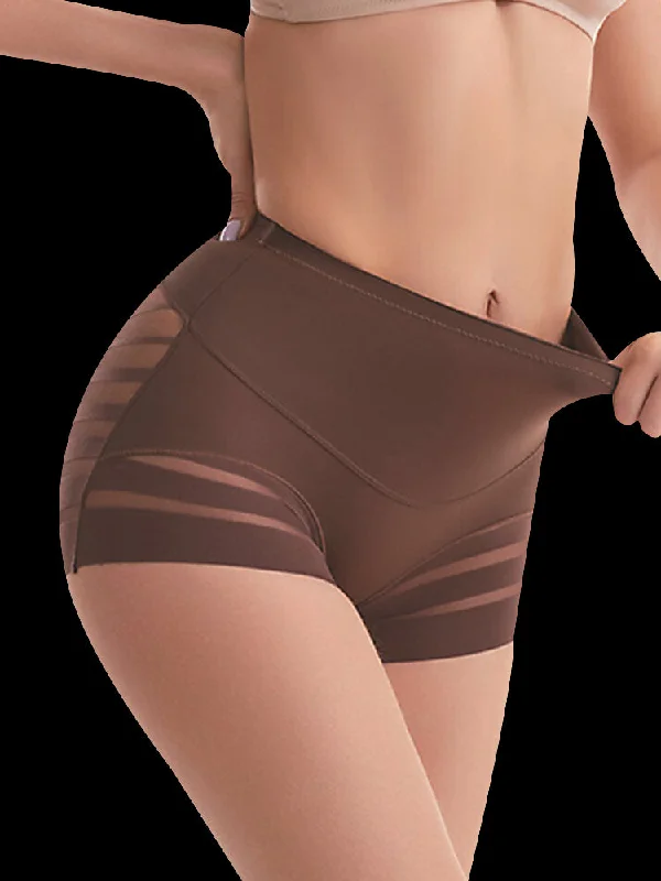 Mid-rise Mesh Breathable Double-layer Tummy Control Pants High-Waist Yoga Pants
