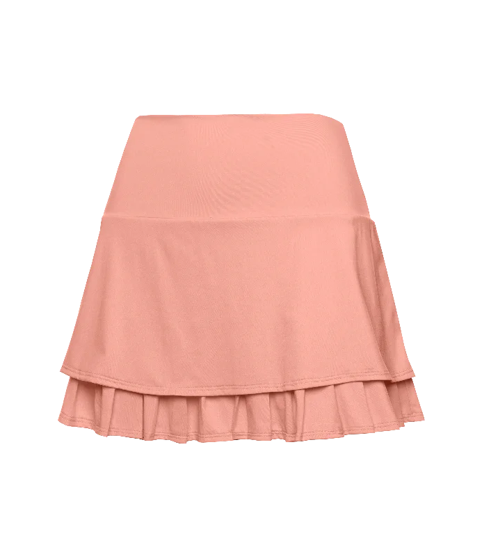196042-815 | TIER PLEAT SKIRT-14" | PEACH button skirt front