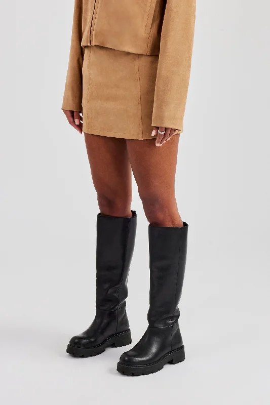 Suede Mini Skirt - Beige modal blend skirt
