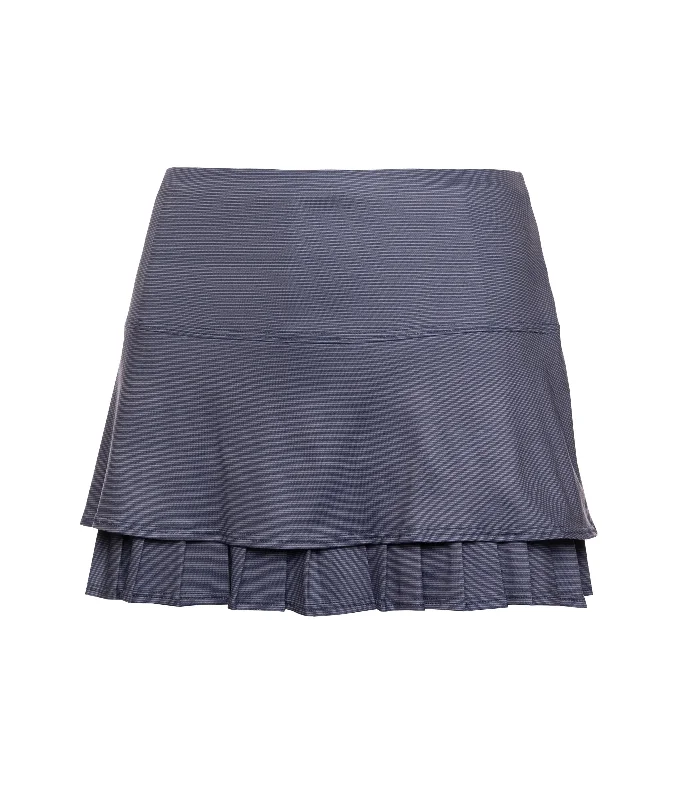 196043-400 | PLEAT SKIRT-12" | NAVY denim skirt durable