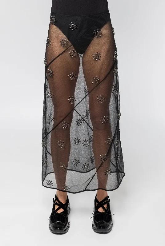 Simone Rocha Sheer Spiral Midi Skirt With Embroidery midi skirt versatile