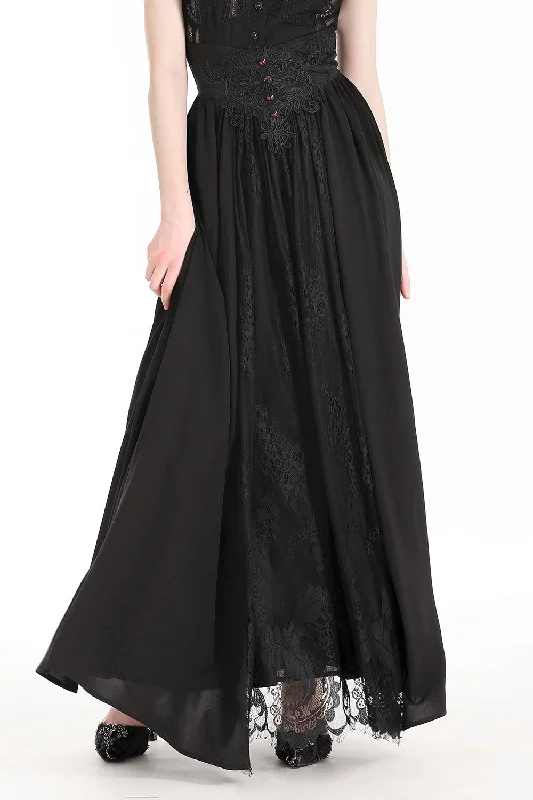 Bloodline Vampire Goth Maxi Skirt leather skirt refined
