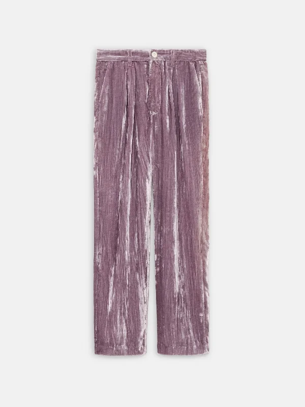 Holiday Things Walker Pleated Pant in Velvet Comfy Zip-Up Pants