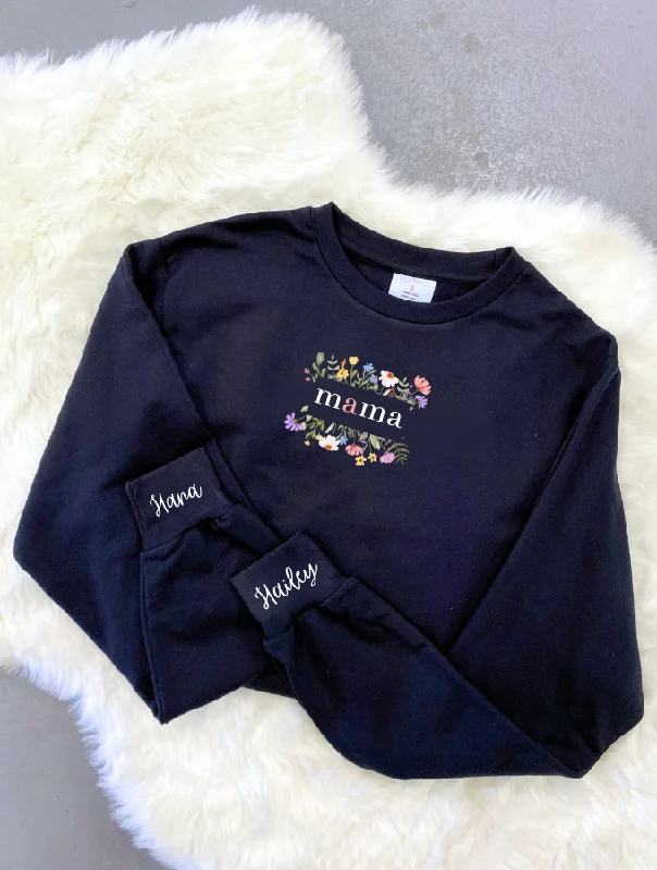 BLOOM SWEATER - BLACK Knit Fabric Woven Fabric Fleece Fabric