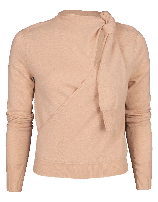 Twist Tie Neck Cashmere Sweater Velvet Chenille Corduroy