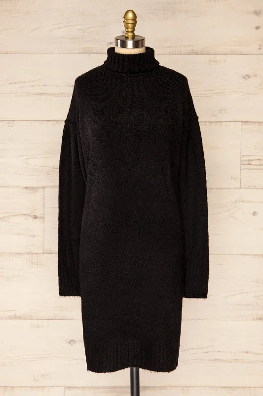 Ozarow | Turtleneck Sweater Dress Cotton Fabric Linen Fabric Terry Fabric