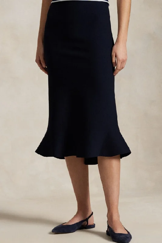 RALPH LAUREN Flared Knit Skirt flowy skirt hem