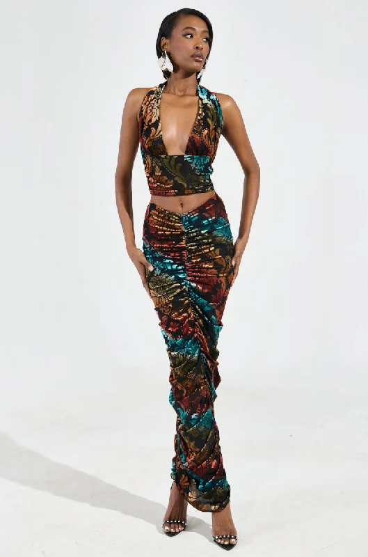 JUST FEELS RIGHT VELVET MAXI SKIRT tiered skirt playful