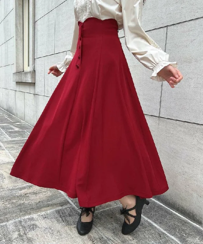 High Waist Scalloped Flare Skirt / an another angelus [53BG02p005]. midi skirt versatile