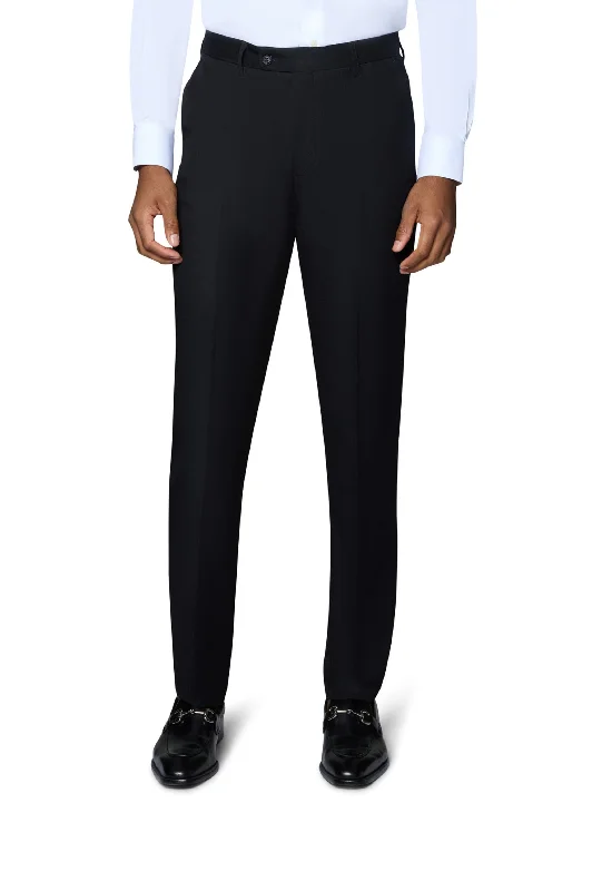 Bergamo Orange Solid Slim Fit Pants - Black Chic Checkered Pants
