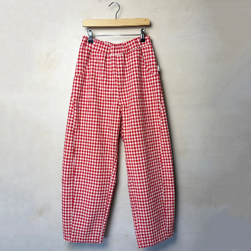 Arc Pants in Red Gingham by Le Bon Shoppe Trendy Wide-Legged Trousers