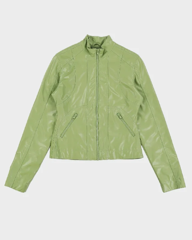 Y2K 00s RW & Co Green Pleather Moto Jacket - XS Fleece Jacket Down Jacket Parka
